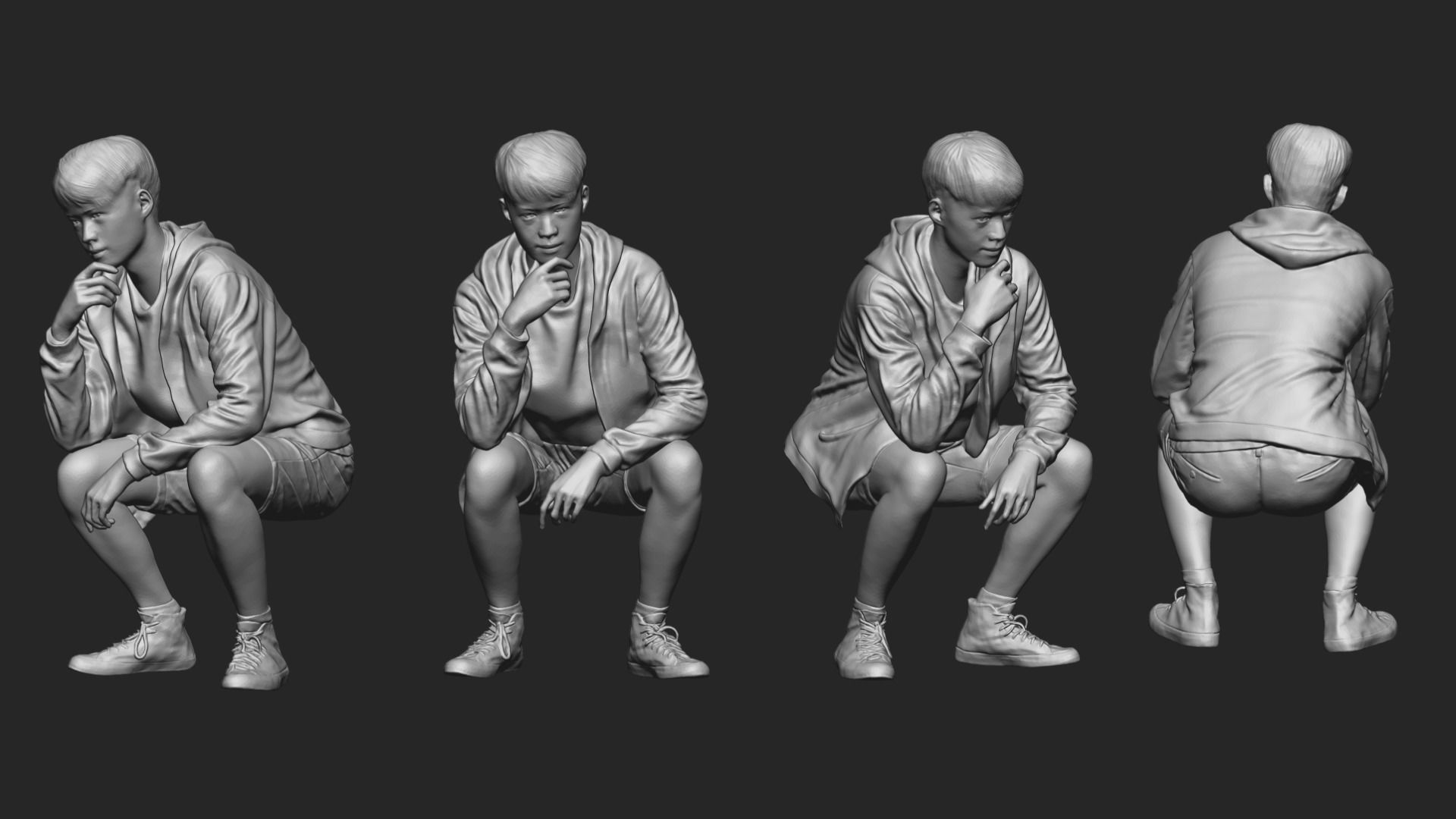 A Tall Young Man Pose Sitting Down 3D model_5