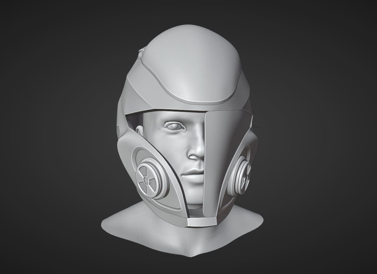 sci-fi helmet 3D model_1
