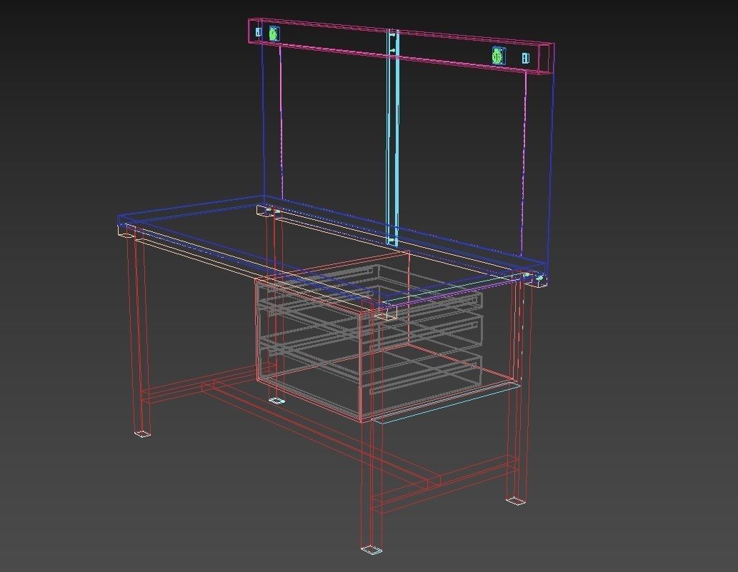 Workshop Workbench  With Panel 3D model_12