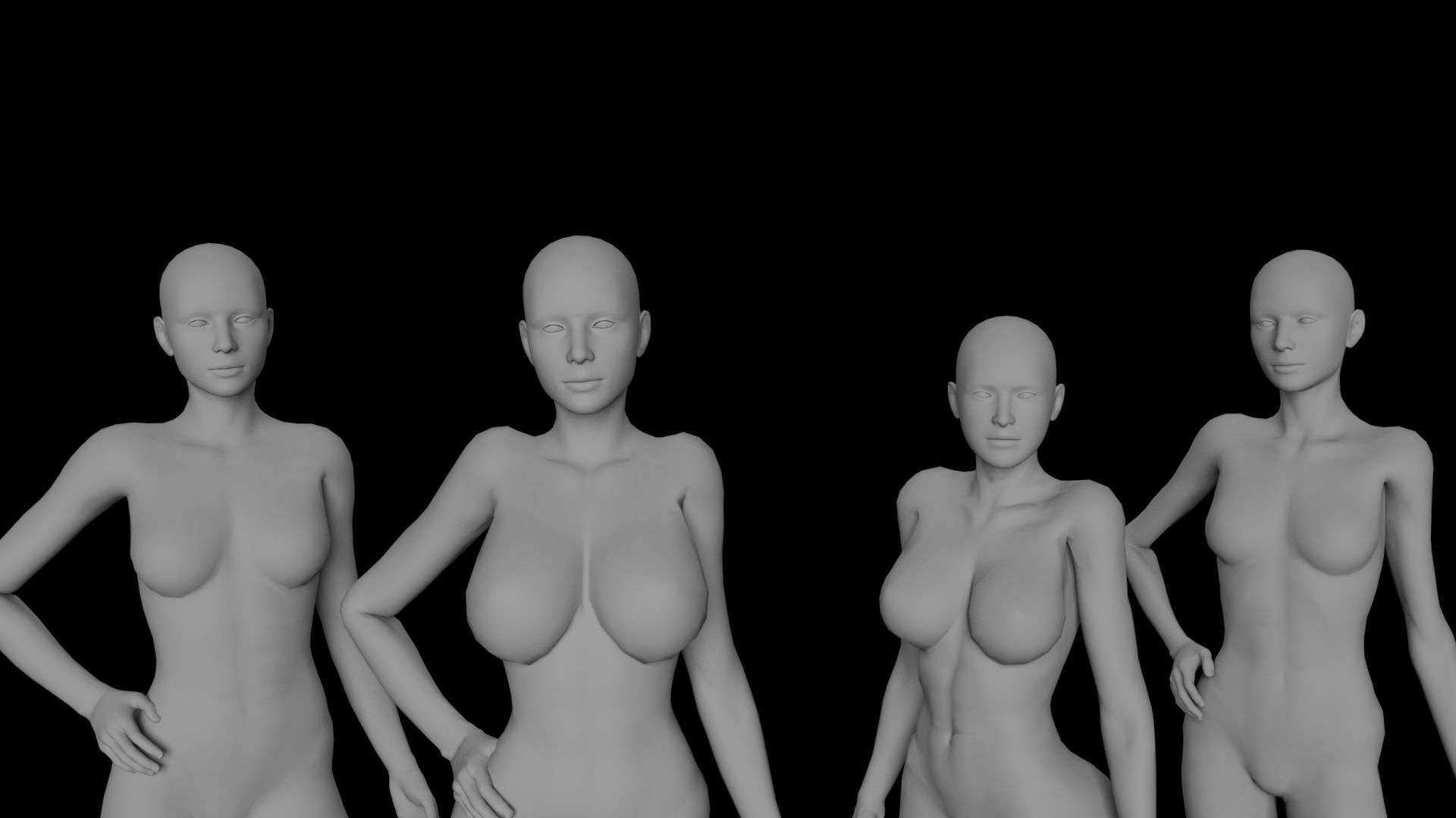 Female Base Mesh Pack Low-poly 3D model_8