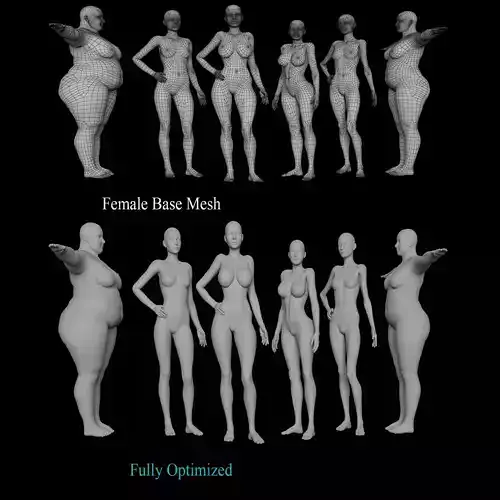 Female Base Mesh Pack Low-poly 3D model