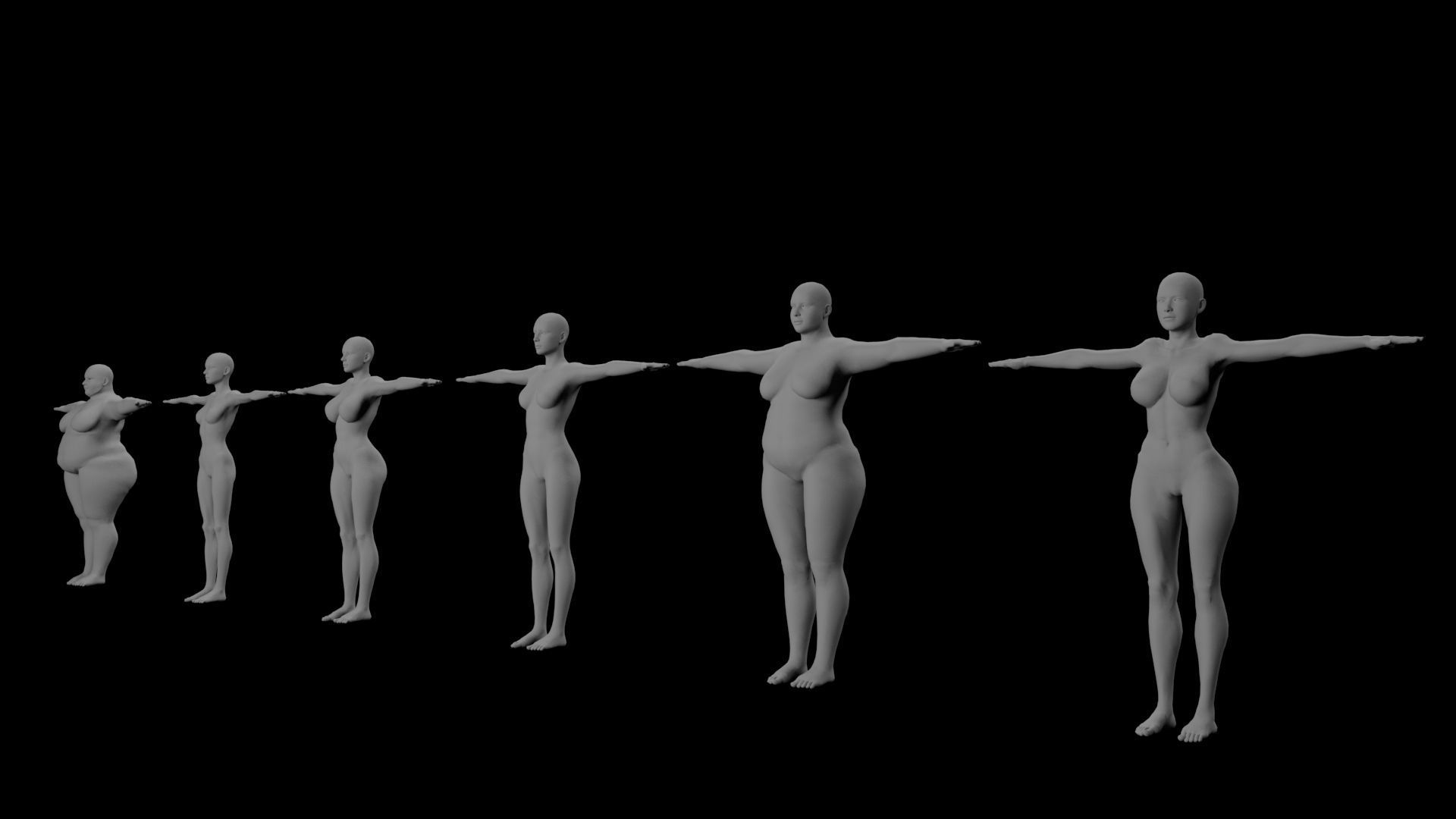 Female Base Mesh Pack Low-poly 3D model_10