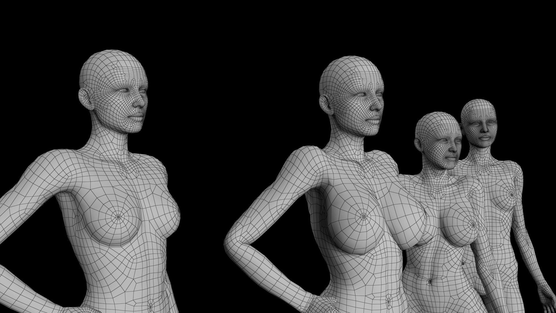 Female Base Mesh Pack Low-poly 3D model_5