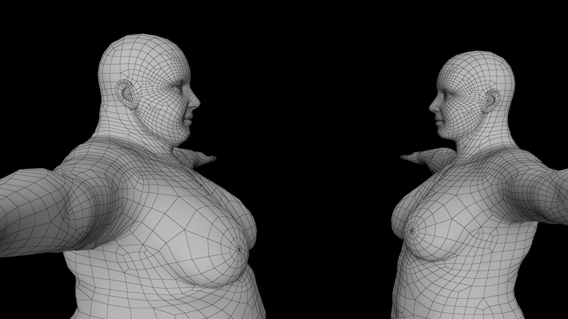 Female Base Mesh Pack Low-poly 3D model_6