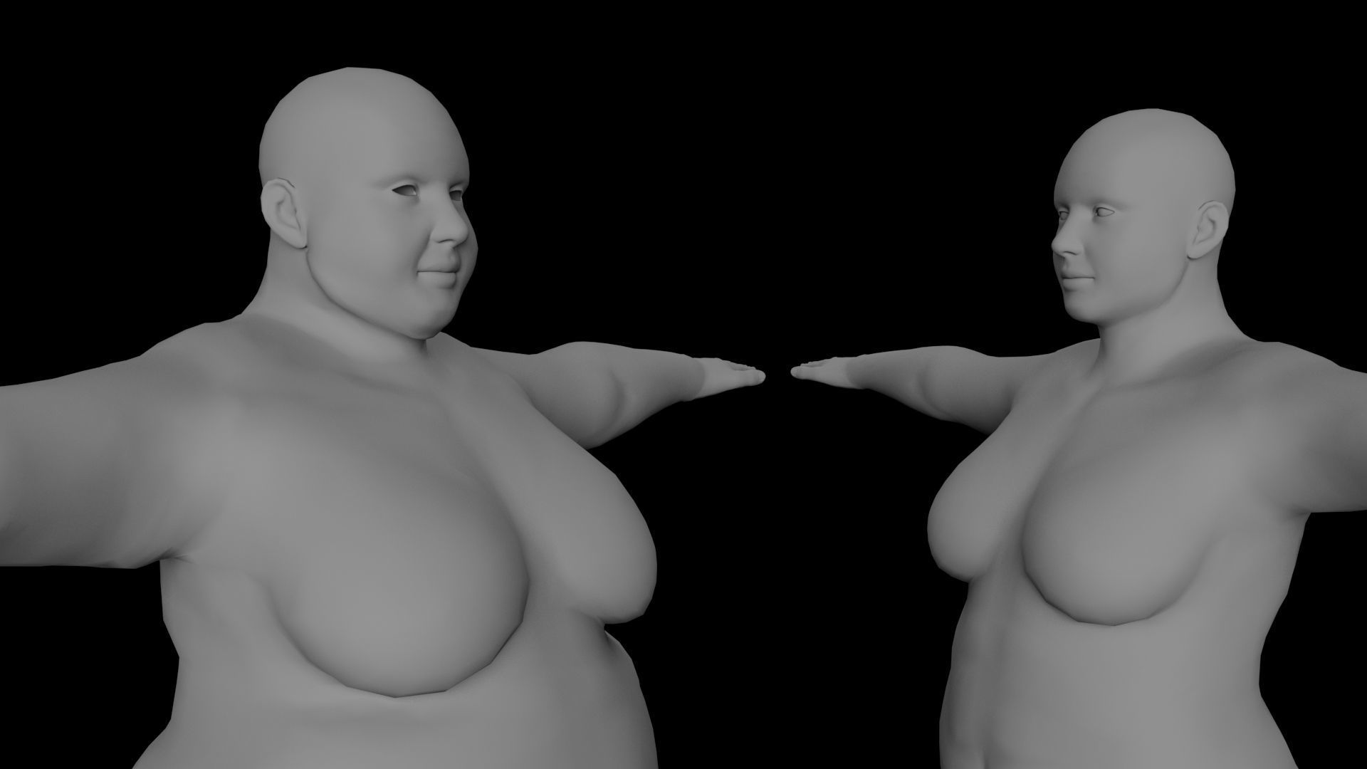 Female Base Mesh Pack Low-poly 3D model_7