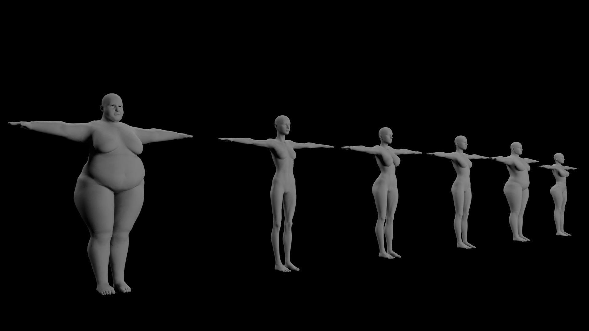 Female Base Mesh Pack Low-poly 3D model_9