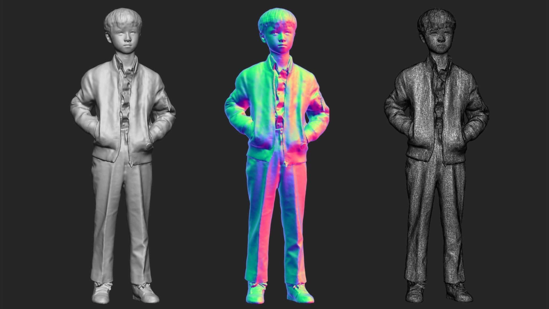 A Cool Boy Posing with Hands in Pockets 3D model_6