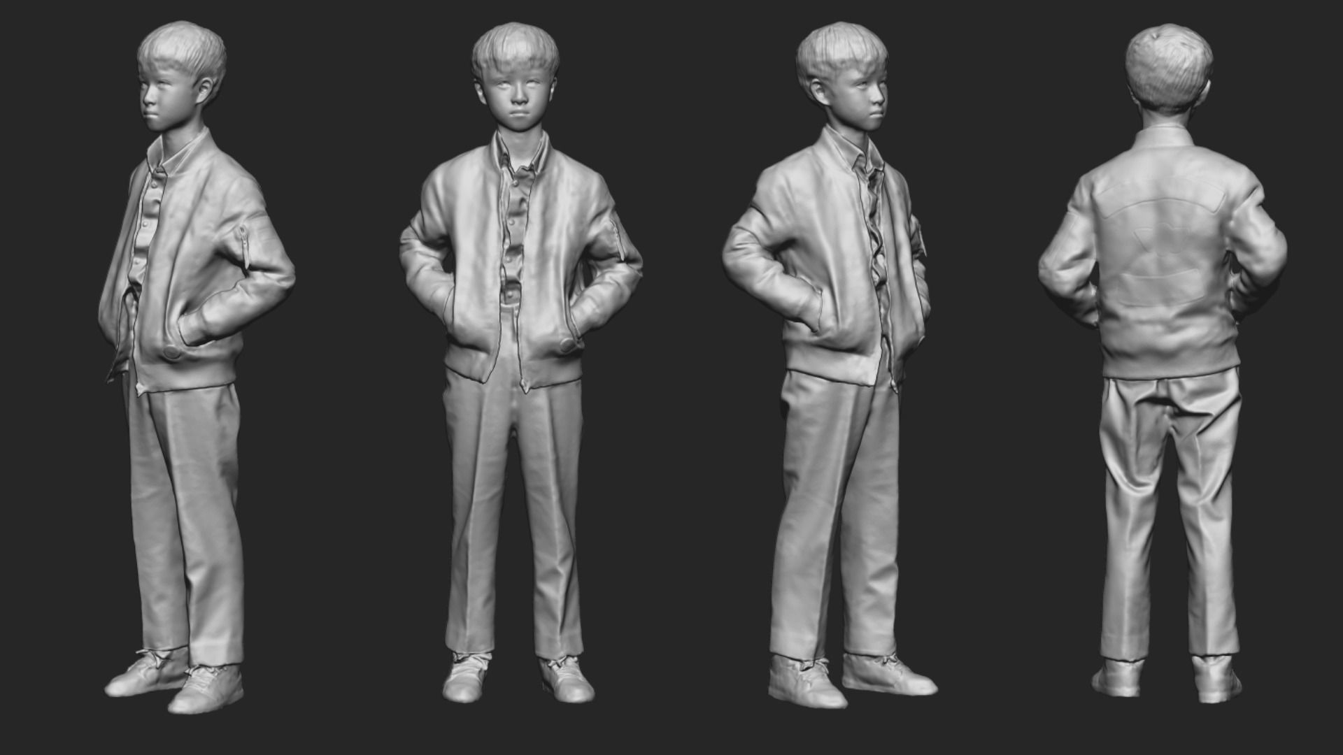 A Cool Boy Posing with Hands in Pockets 3D model_5