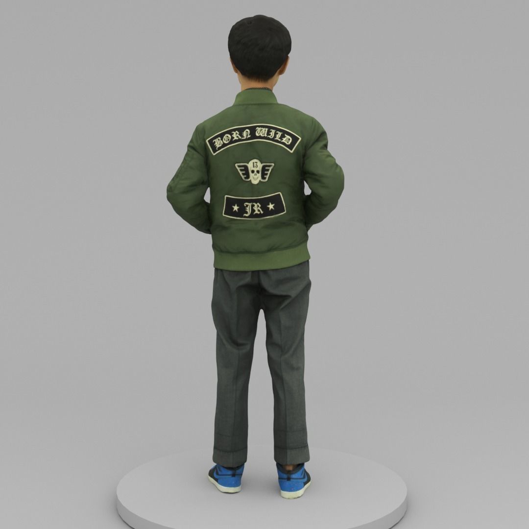 A Cool Boy Posing with Hands in Pockets 3D model_3