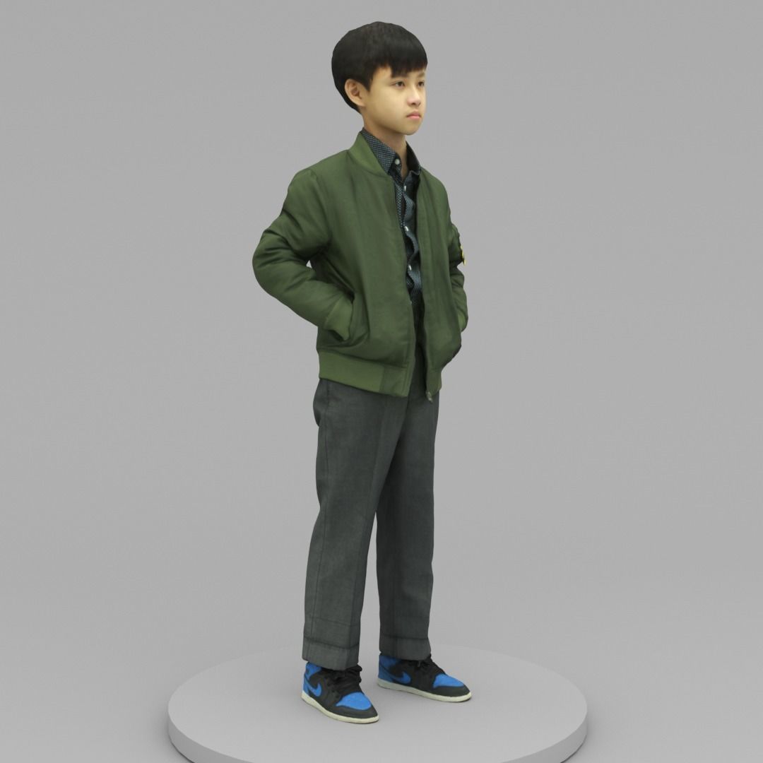 A Cool Boy Posing with Hands in Pockets 3D model_2