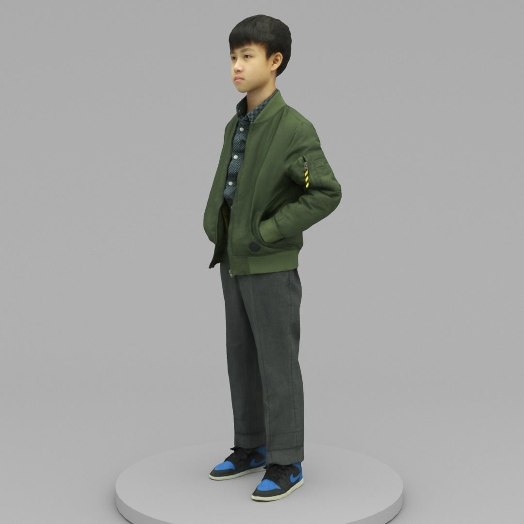 A Cool Boy Posing with Hands in Pockets 3D model_1