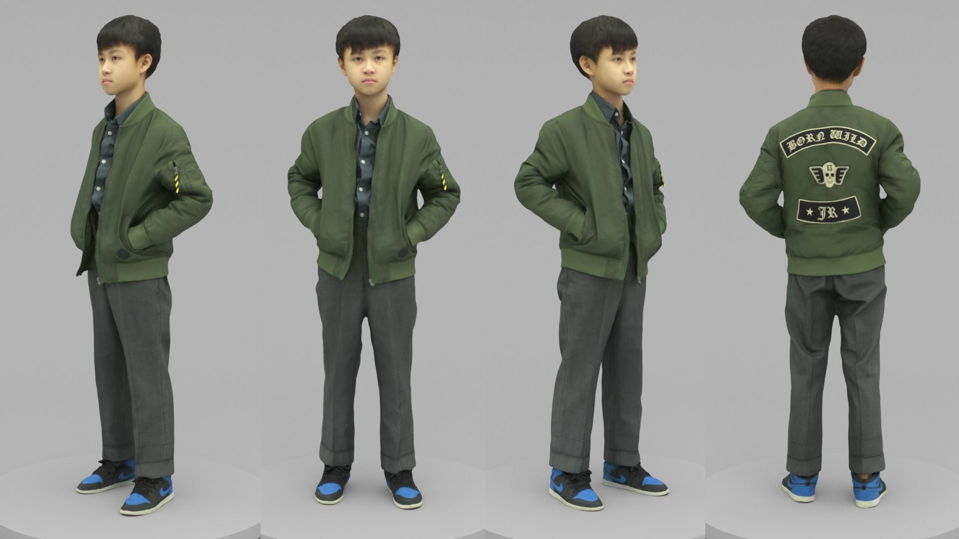 A Cool Boy Posing with Hands in Pockets 3D model_4