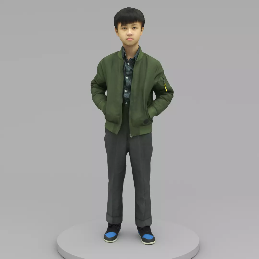 A Cool Boy Posing with Hands in Pockets 3D model_0