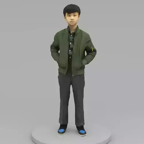 A Cool Boy Posing with Hands in Pockets 3D model