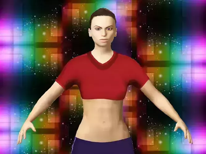 Female model woman background Low-poly 3D model