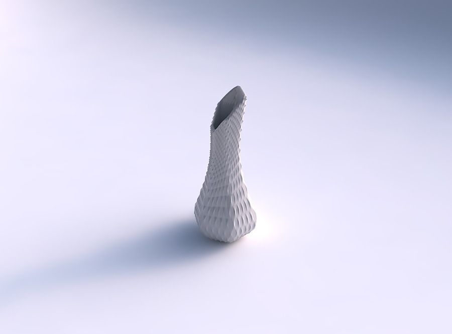 Vase top bent hexagon 2 with grid piramides 3D print model_0