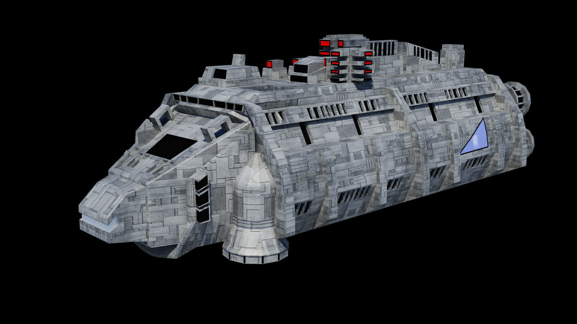 Cargo Space ship Carrier Free low-poly 3D model_17
