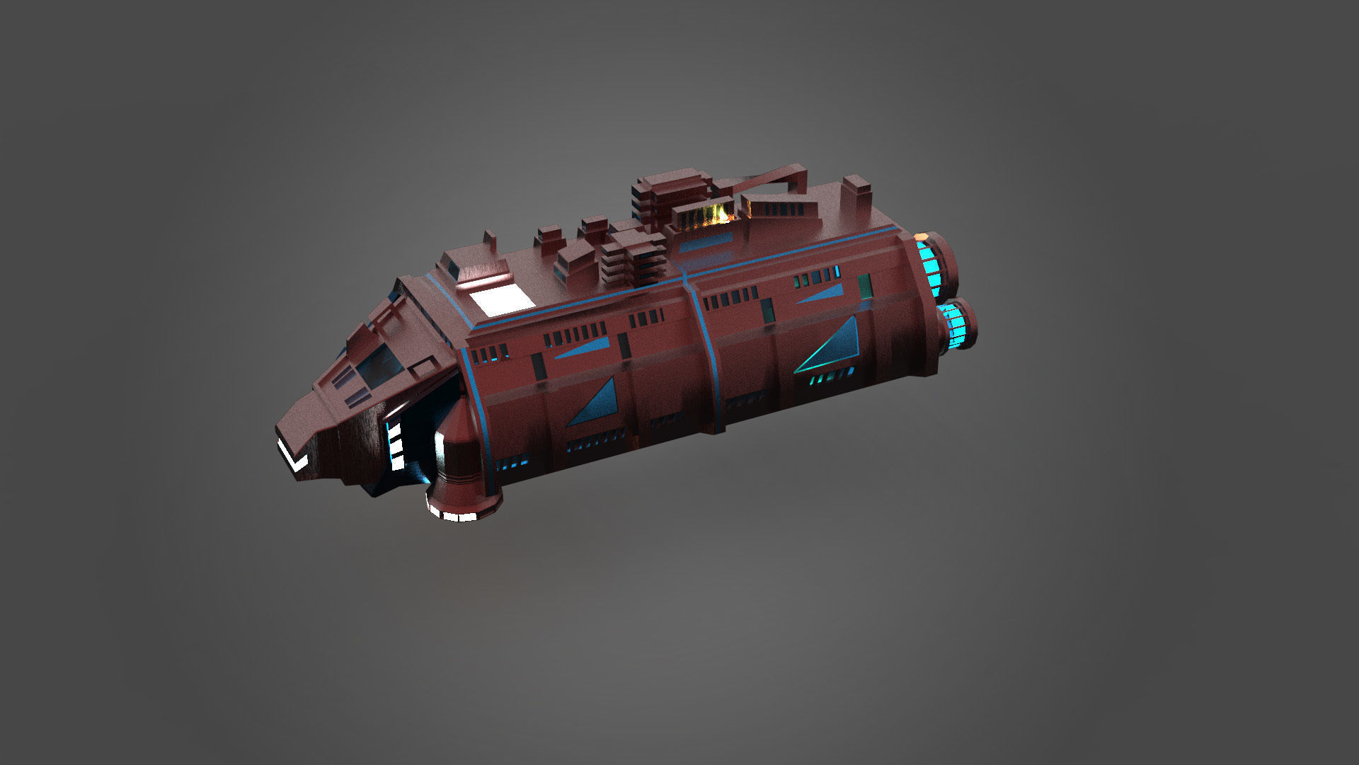 Cargo Space ship Carrier Free low-poly 3D model_12