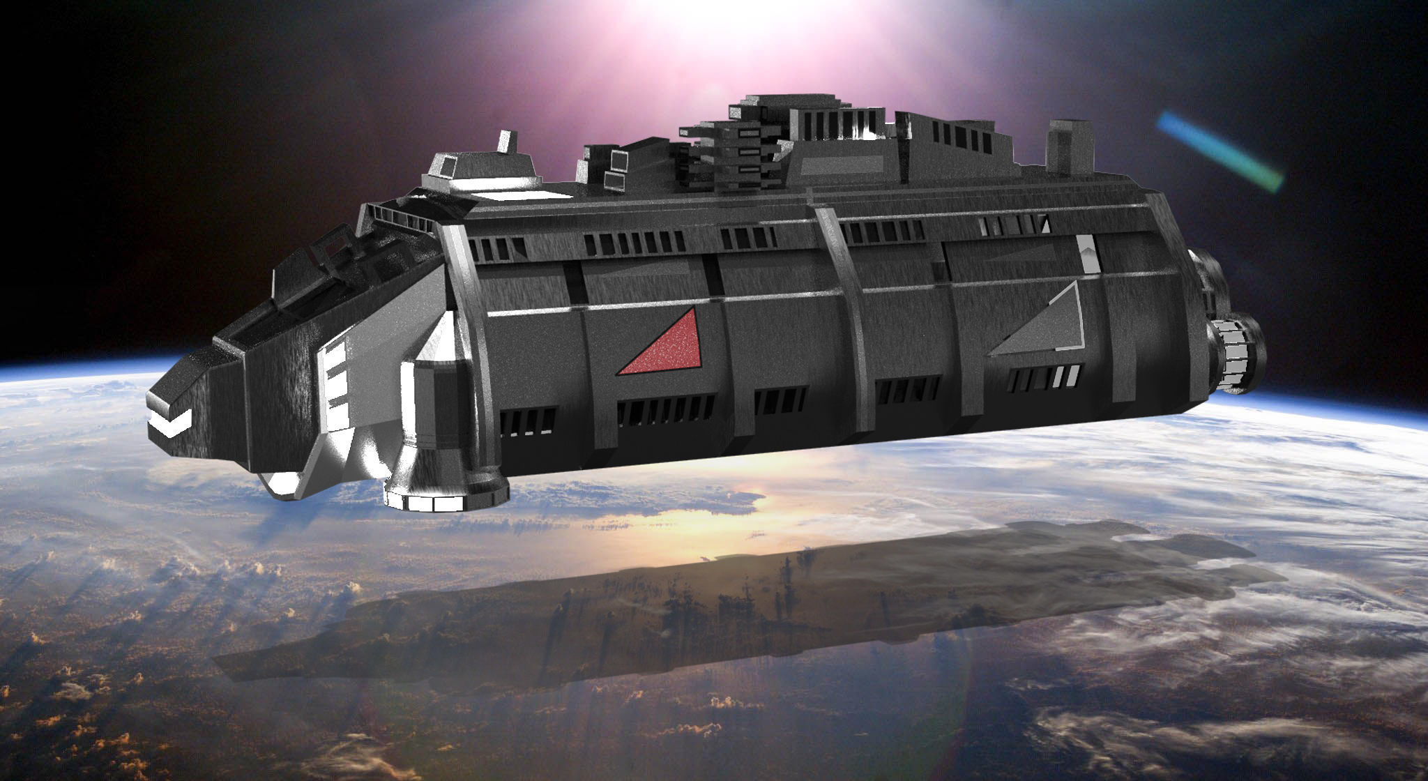 Cargo Space ship Carrier Free low-poly 3D model_10