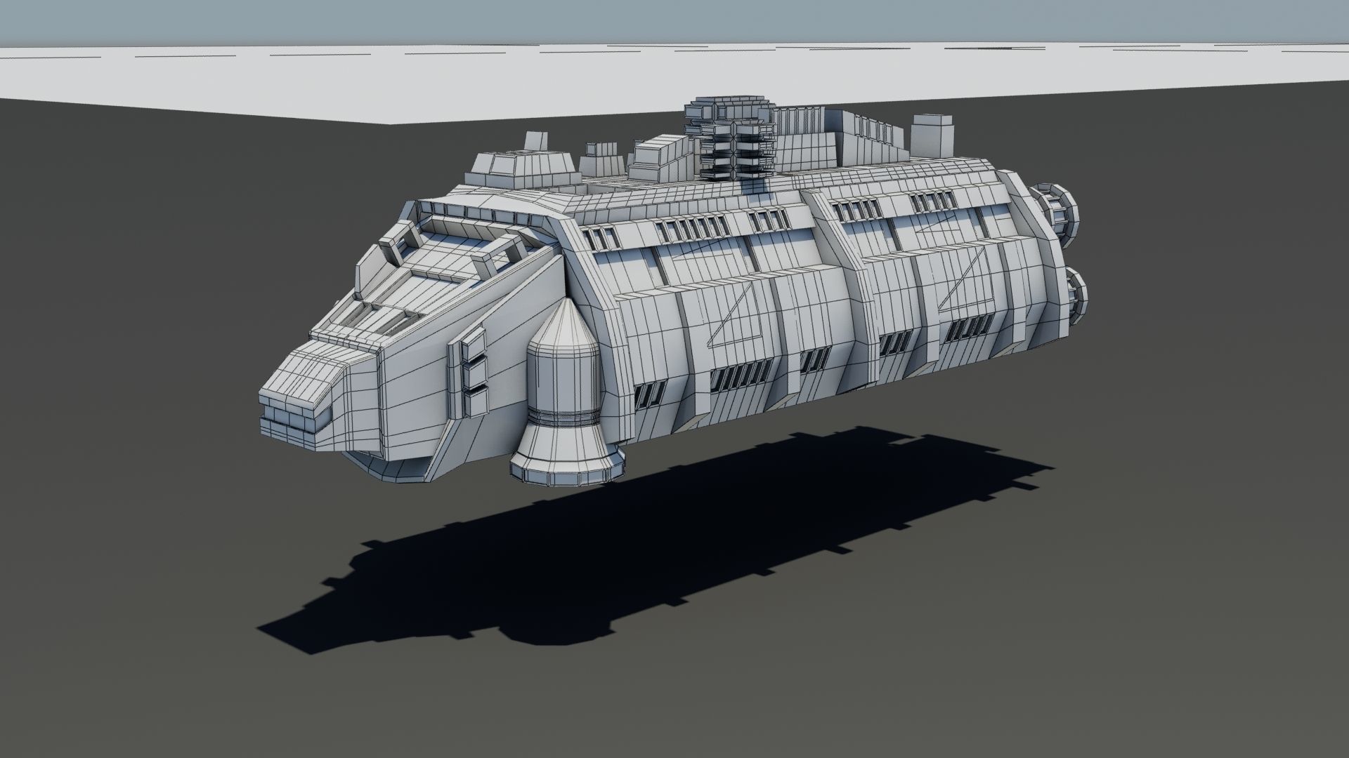 Cargo Space ship Carrier Free low-poly 3D model_14