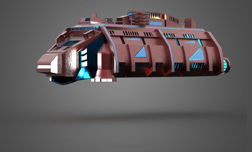 Cargo Space ship Carrier Free low-poly 3D model_7