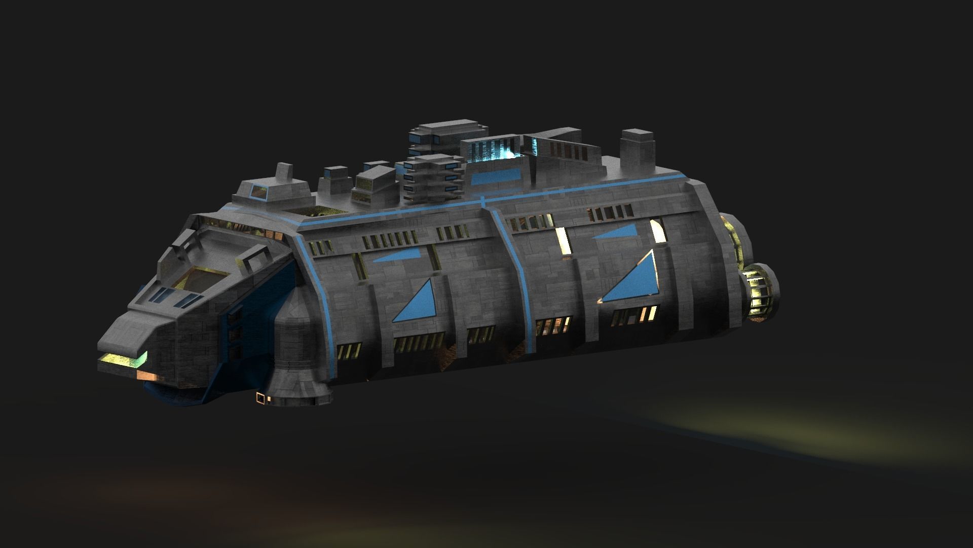 Cargo Space ship Carrier Free low-poly 3D model_20