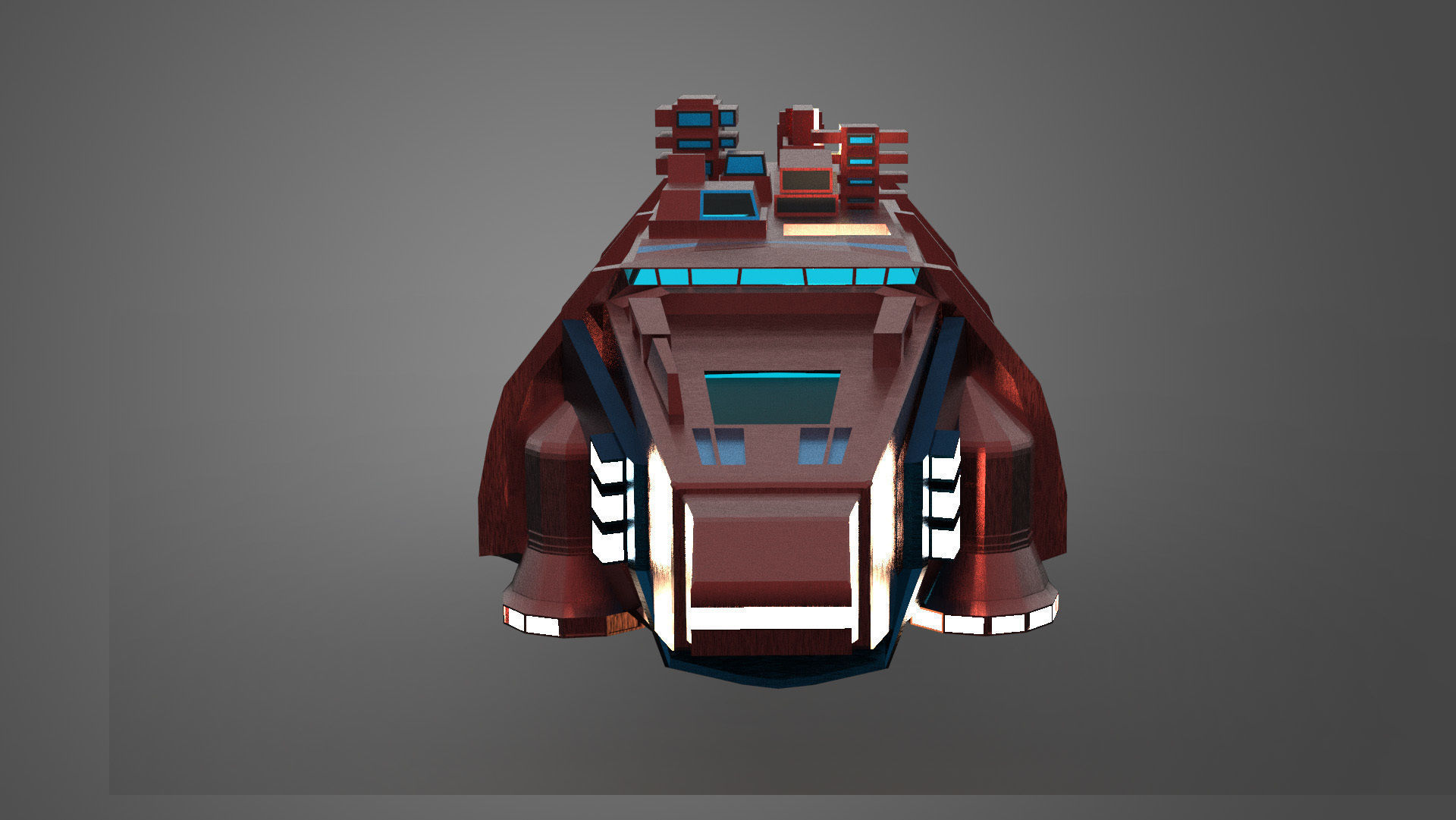 Cargo Space ship Carrier Free low-poly 3D model_3
