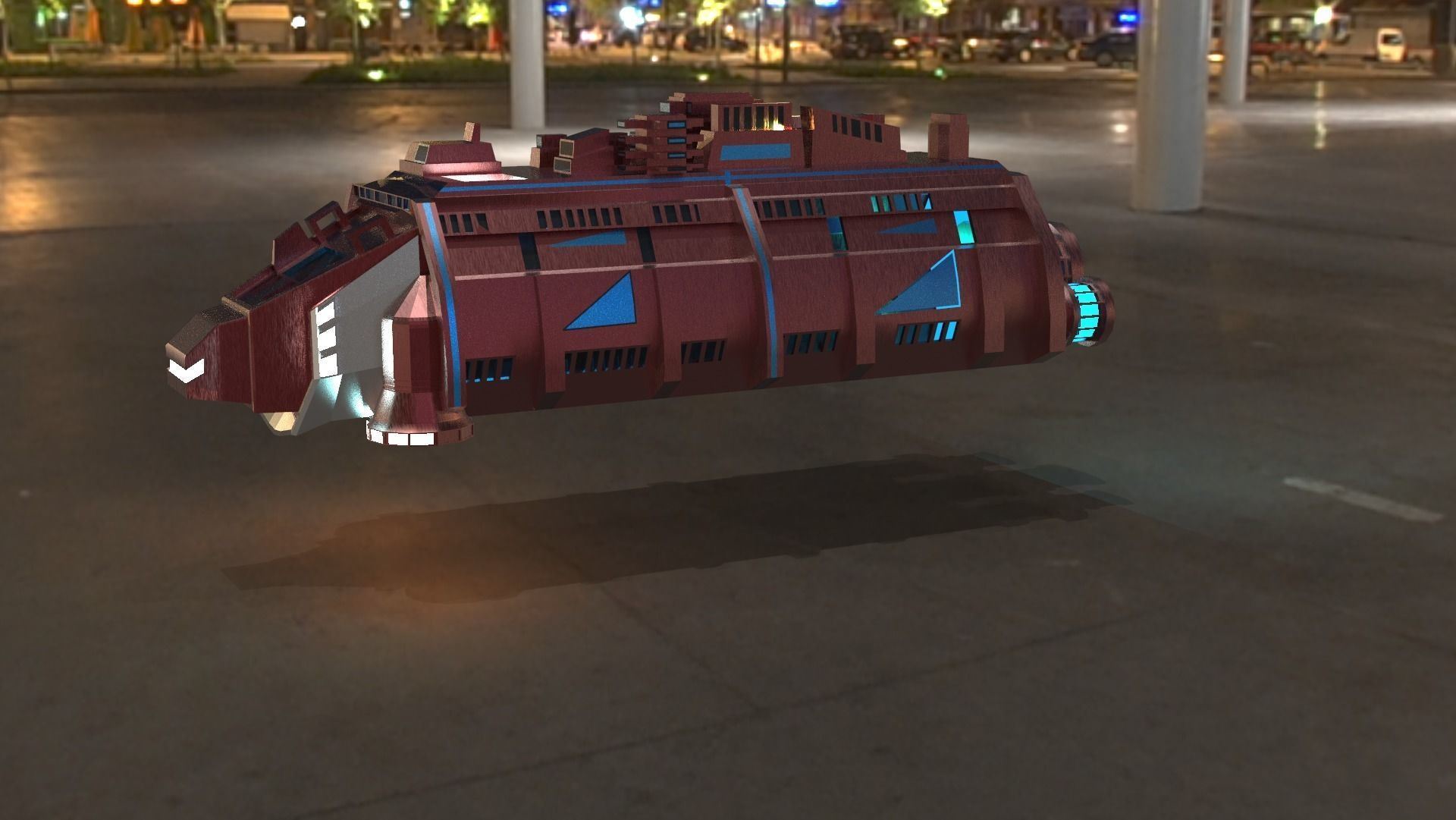 Cargo Space ship Carrier Free low-poly 3D model_21