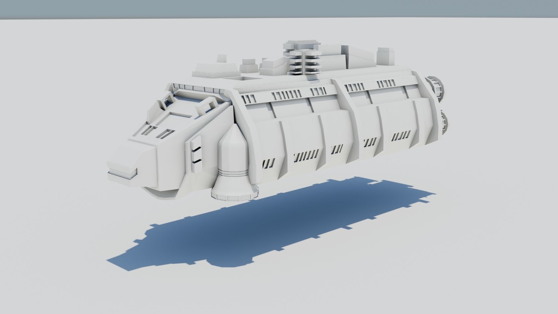 Cargo Space ship Carrier Free low-poly 3D model_1