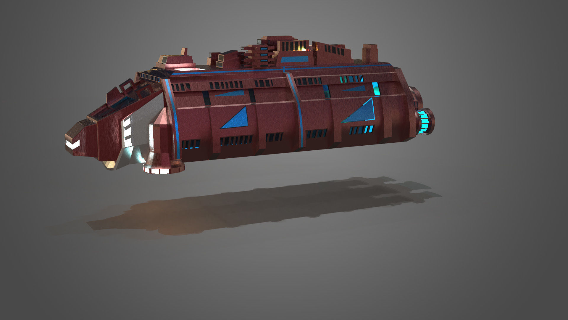Cargo Space ship Carrier Free low-poly 3D model_6