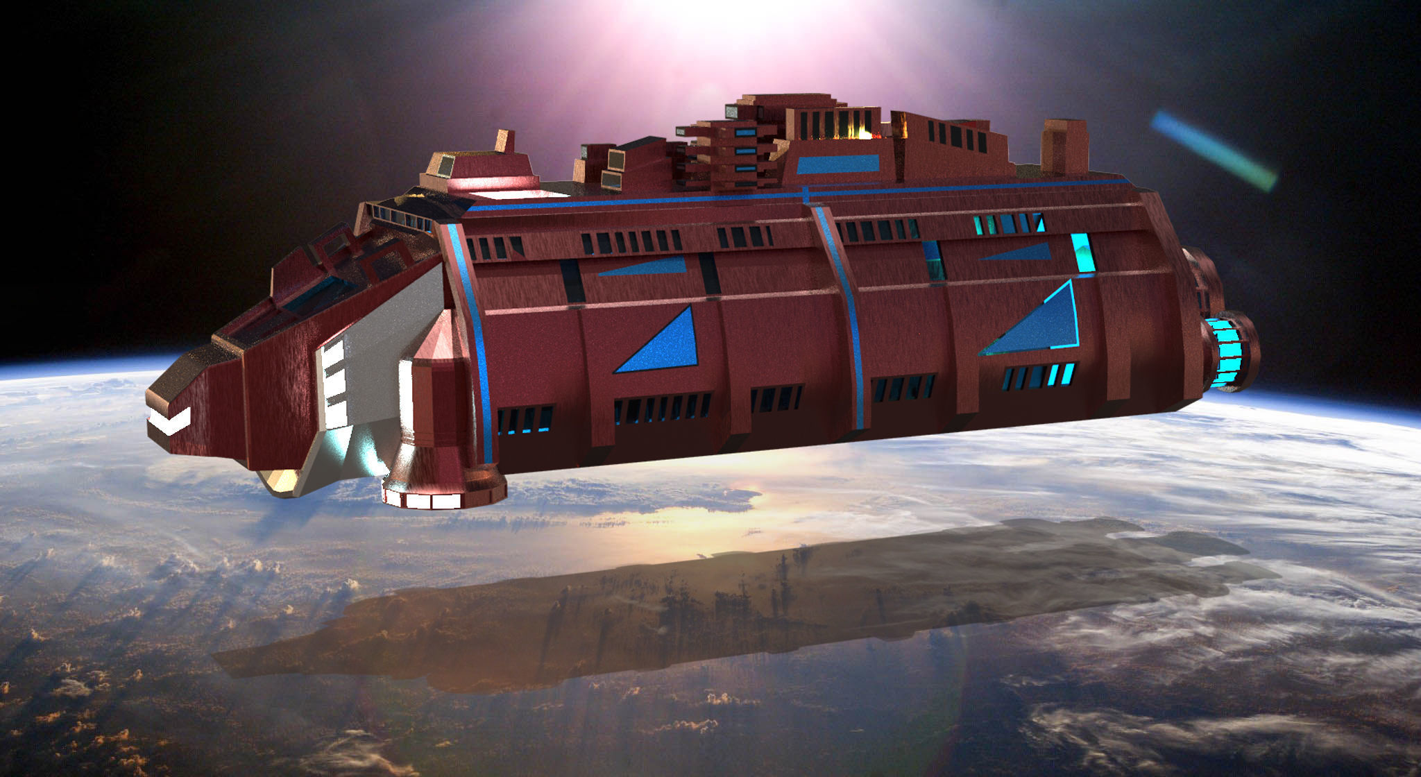 Cargo Space ship Carrier Free low-poly 3D model_11