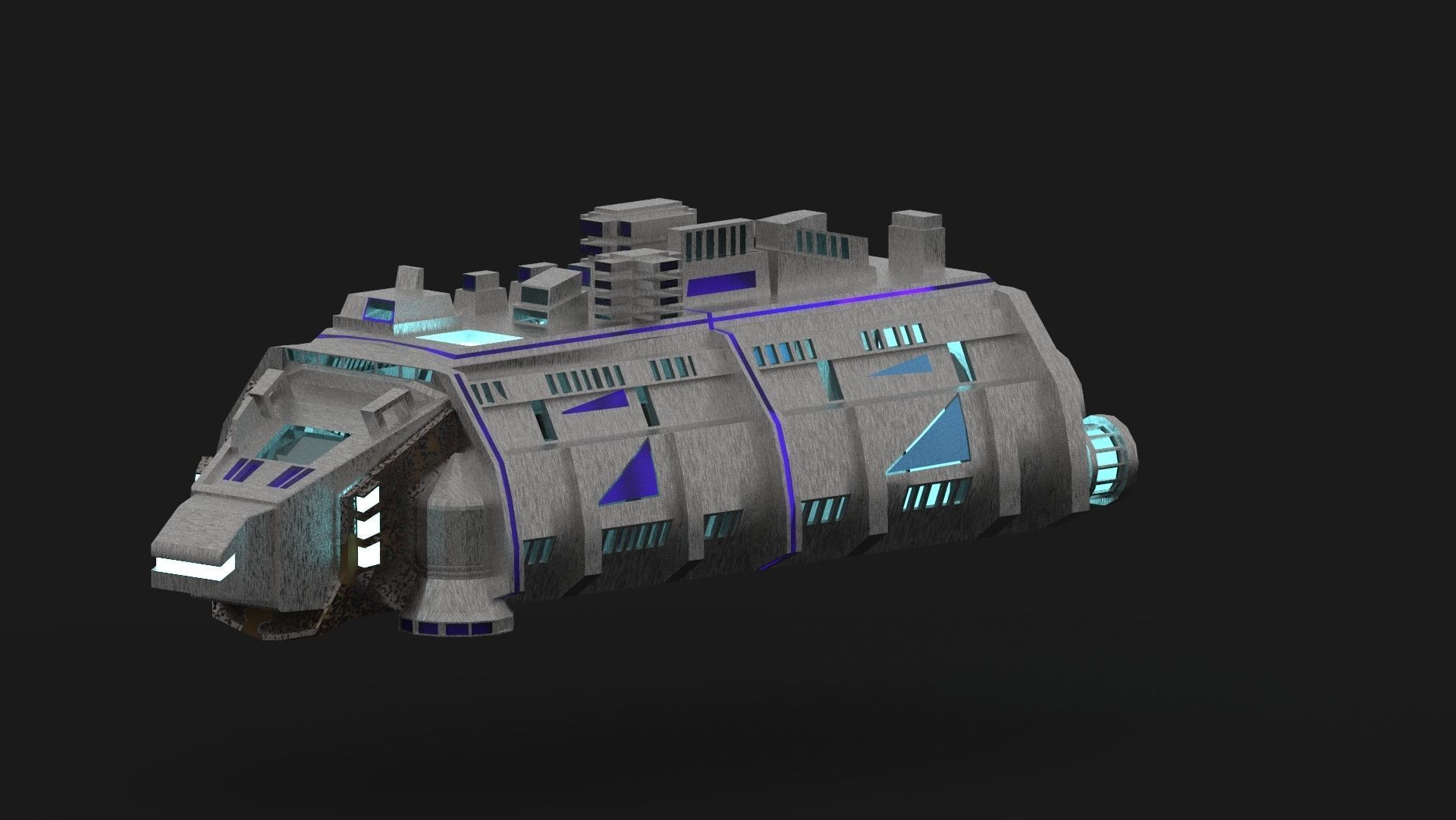 Cargo Space ship Carrier Free low-poly 3D model_13