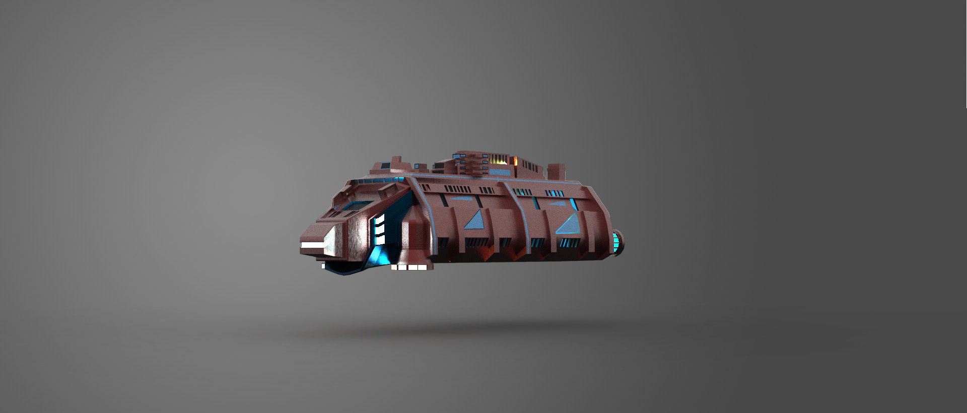 Cargo Space ship Carrier Free low-poly 3D model_16