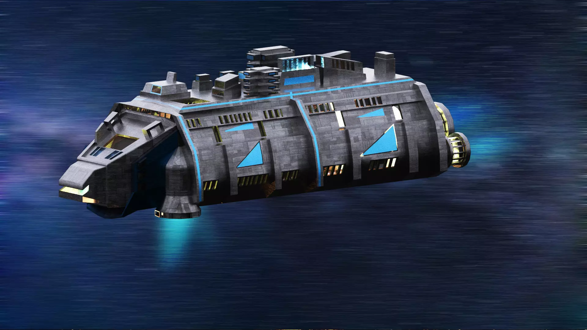 Cargo Space ship Carrier Free low-poly 3D model_0
