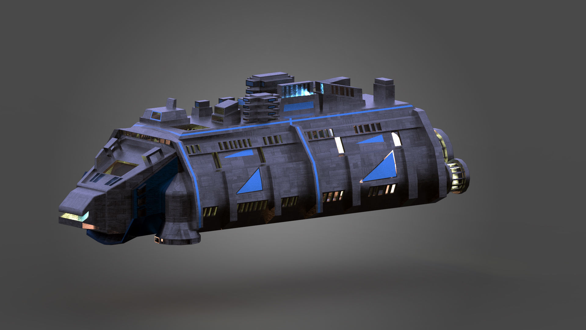 Cargo Space ship Carrier Free low-poly 3D model_15