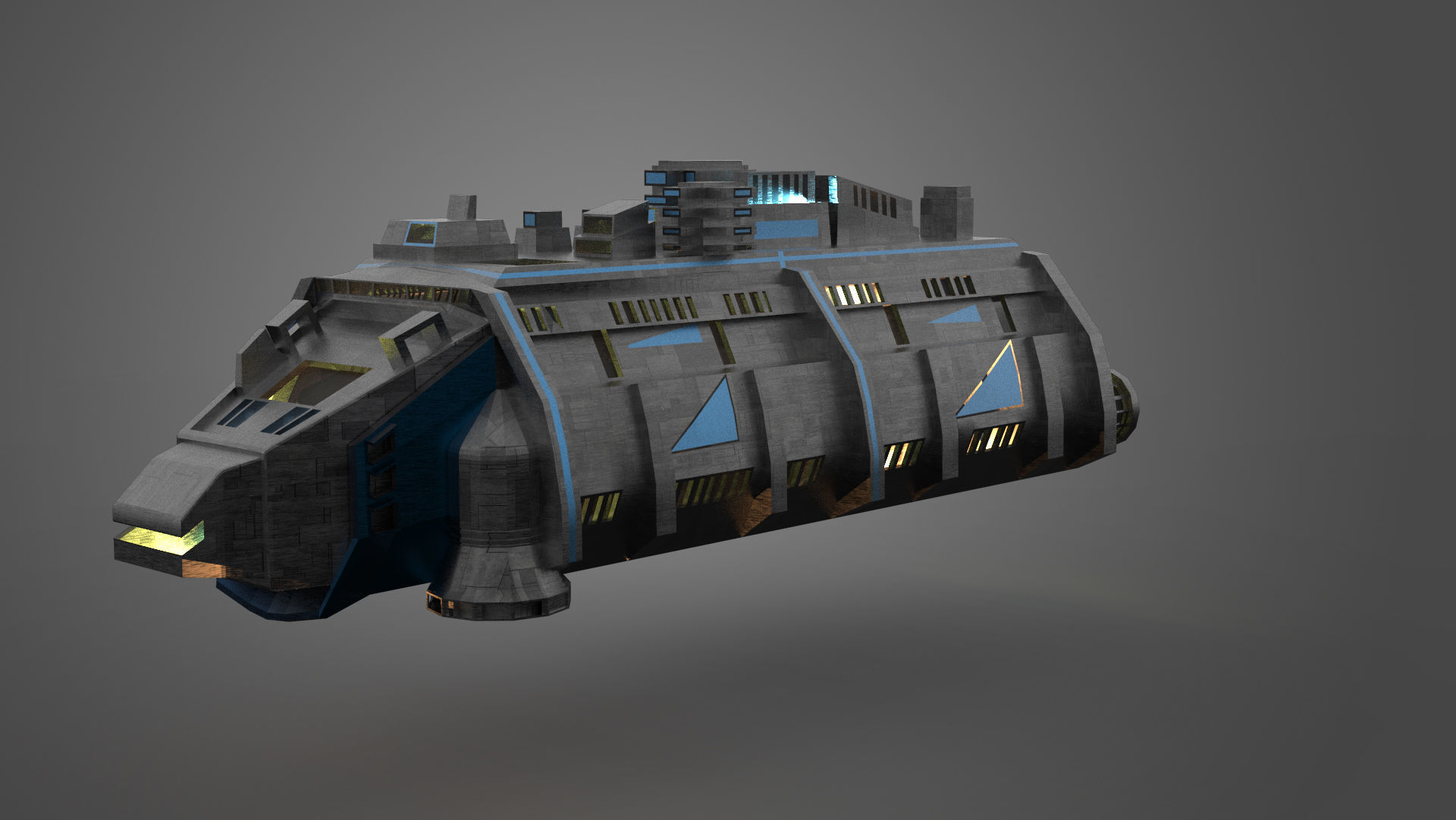 Cargo Space ship Carrier Free low-poly 3D model_2