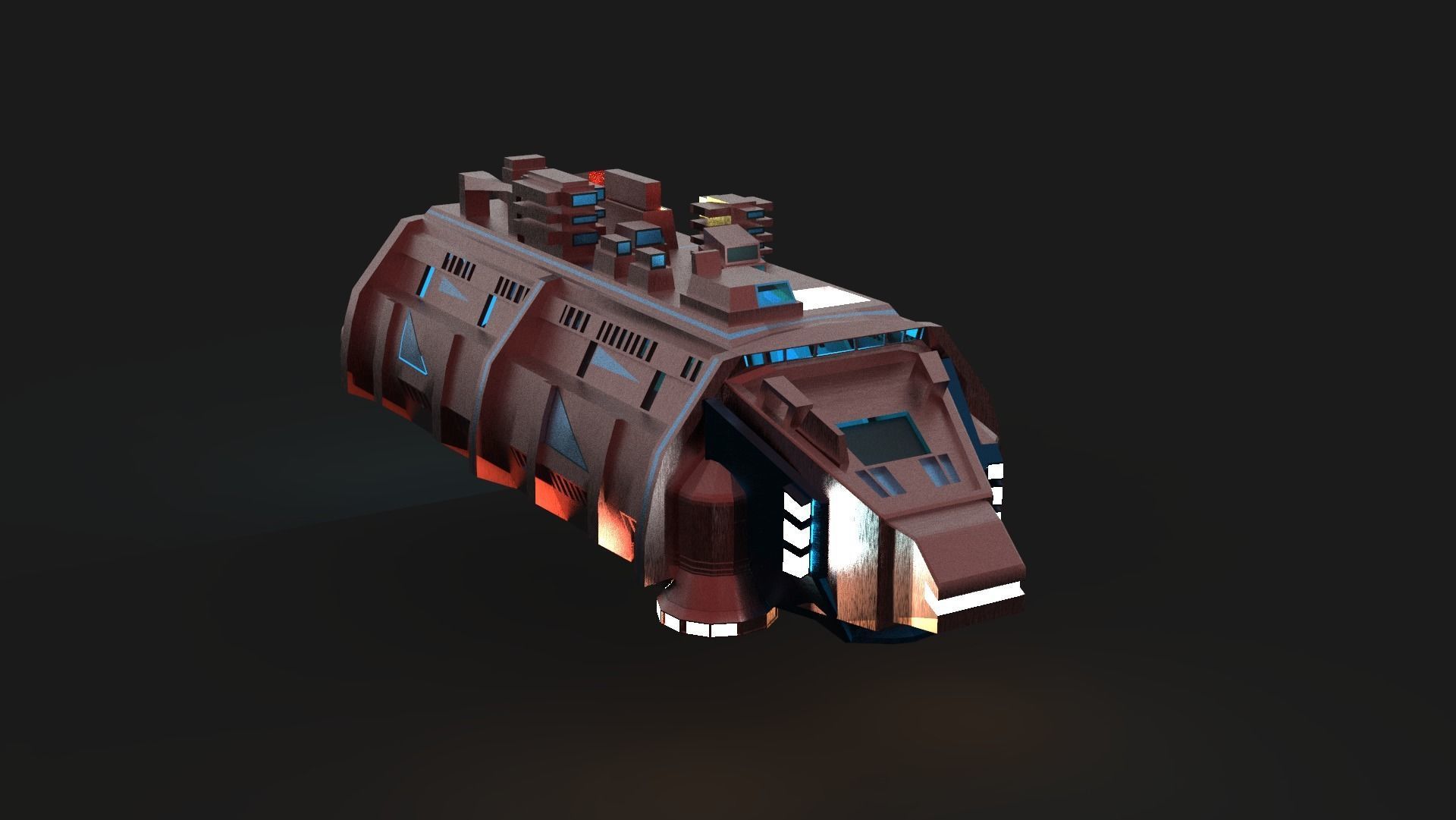 Cargo Space ship Carrier Free low-poly 3D model_22
