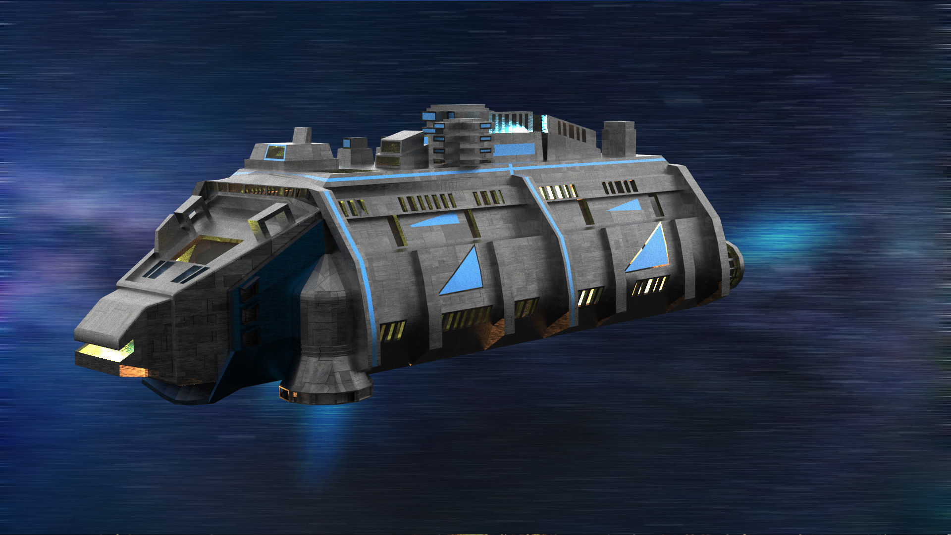 Cargo Space ship Carrier Free low-poly 3D model_9