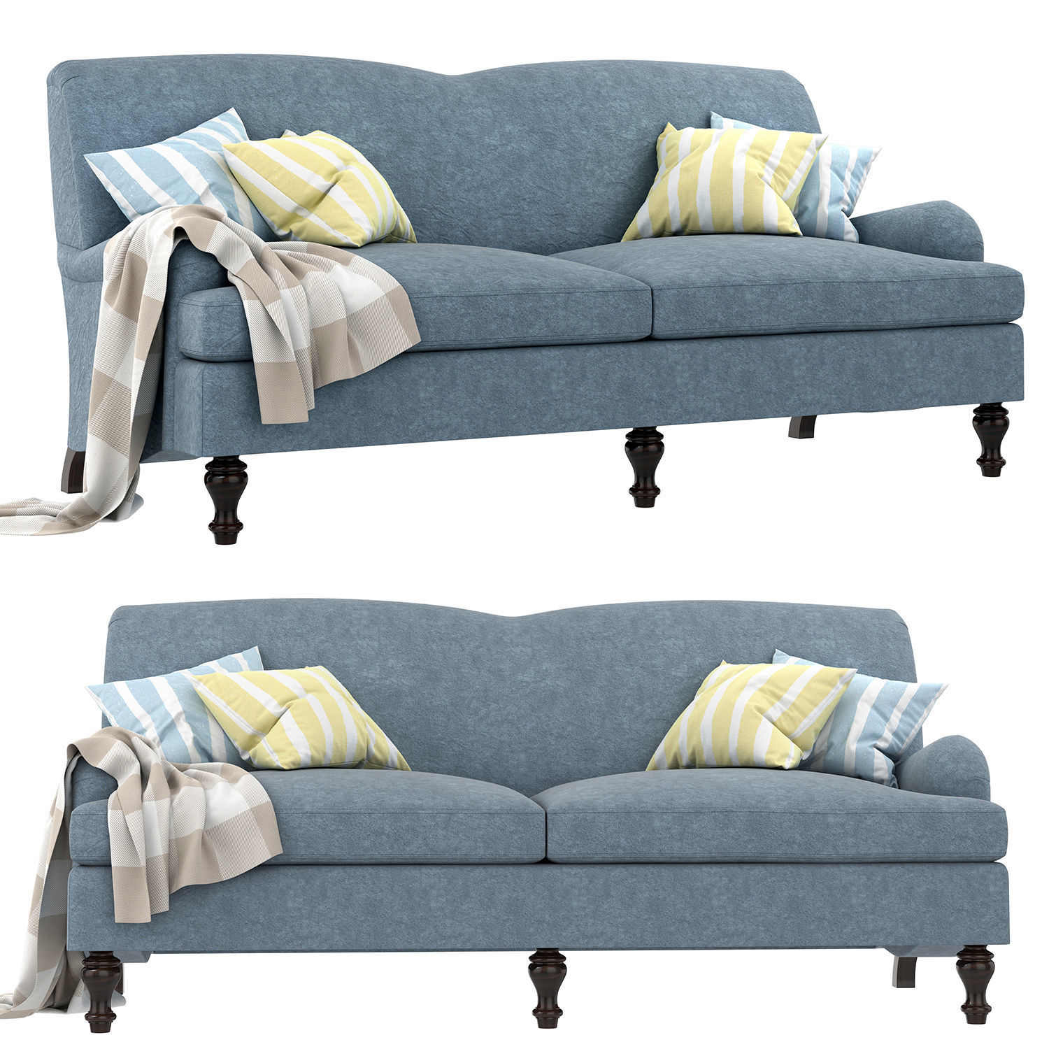 Culver sofa velvet 3D model_1