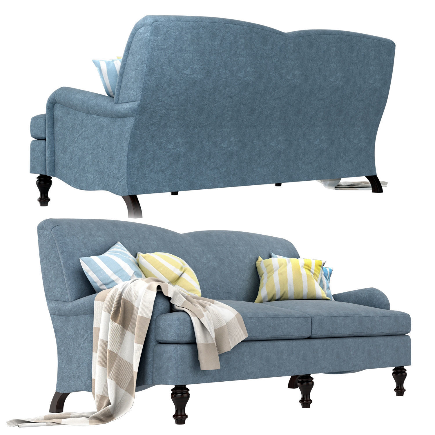 Culver sofa velvet 3D model_2