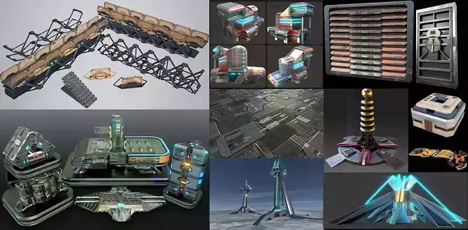 Cyberpunk  architectural - construction - sci fi  collection 