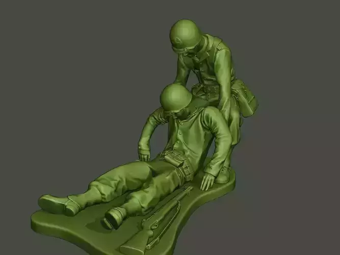 American soldiers ww2  dragging A8 3D print model