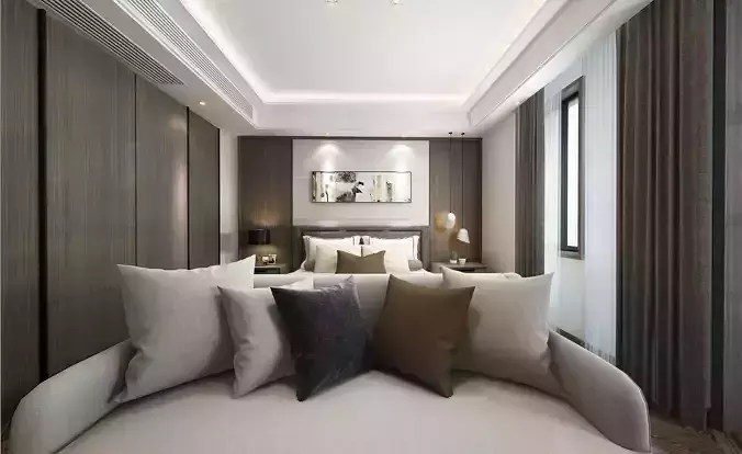 Simple and cozy bedroom Vray 3D model f81