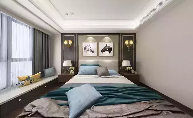 living room with dining room 3D modelF106