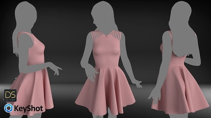 Dress with straps 3D model