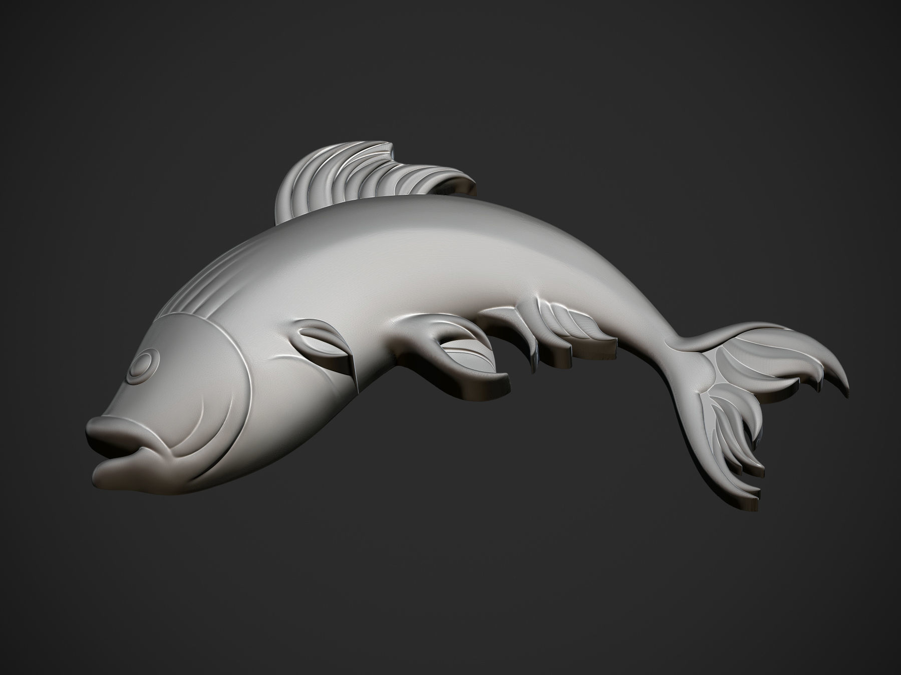 Fish Pendant or Relief 3D print model_3