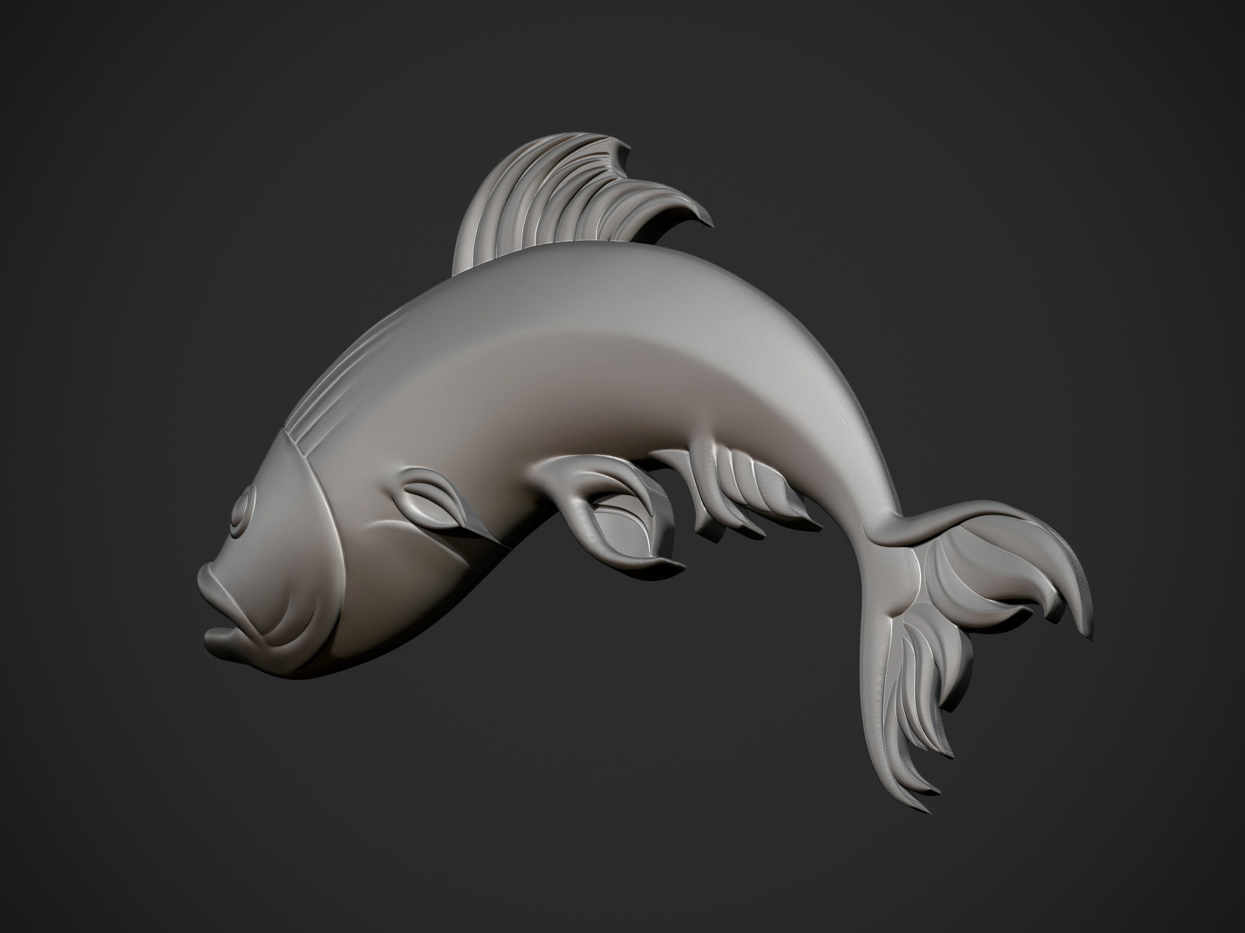 Fish Pendant or Relief 3D print model_4
