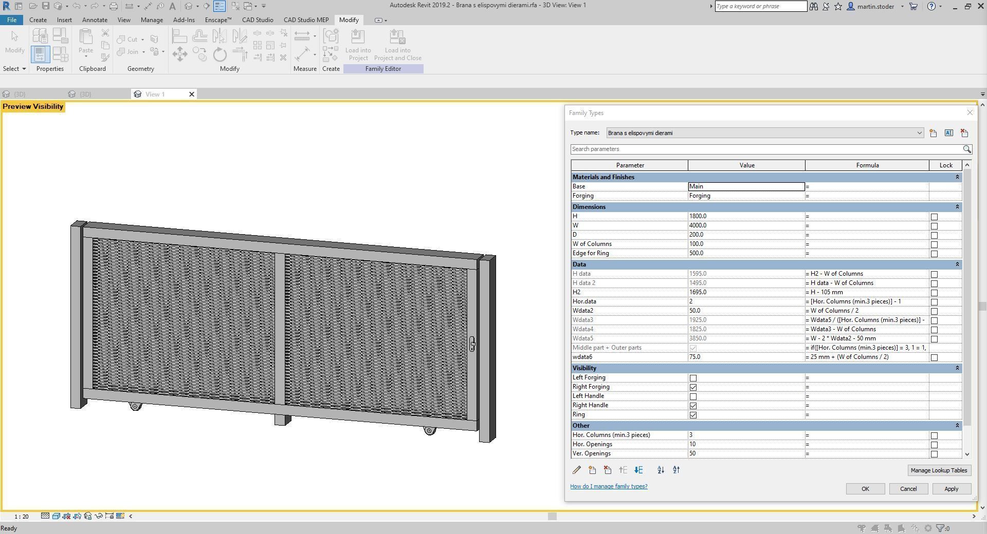 Sliding gate or door - Full parametric Revit Family 3D model_15