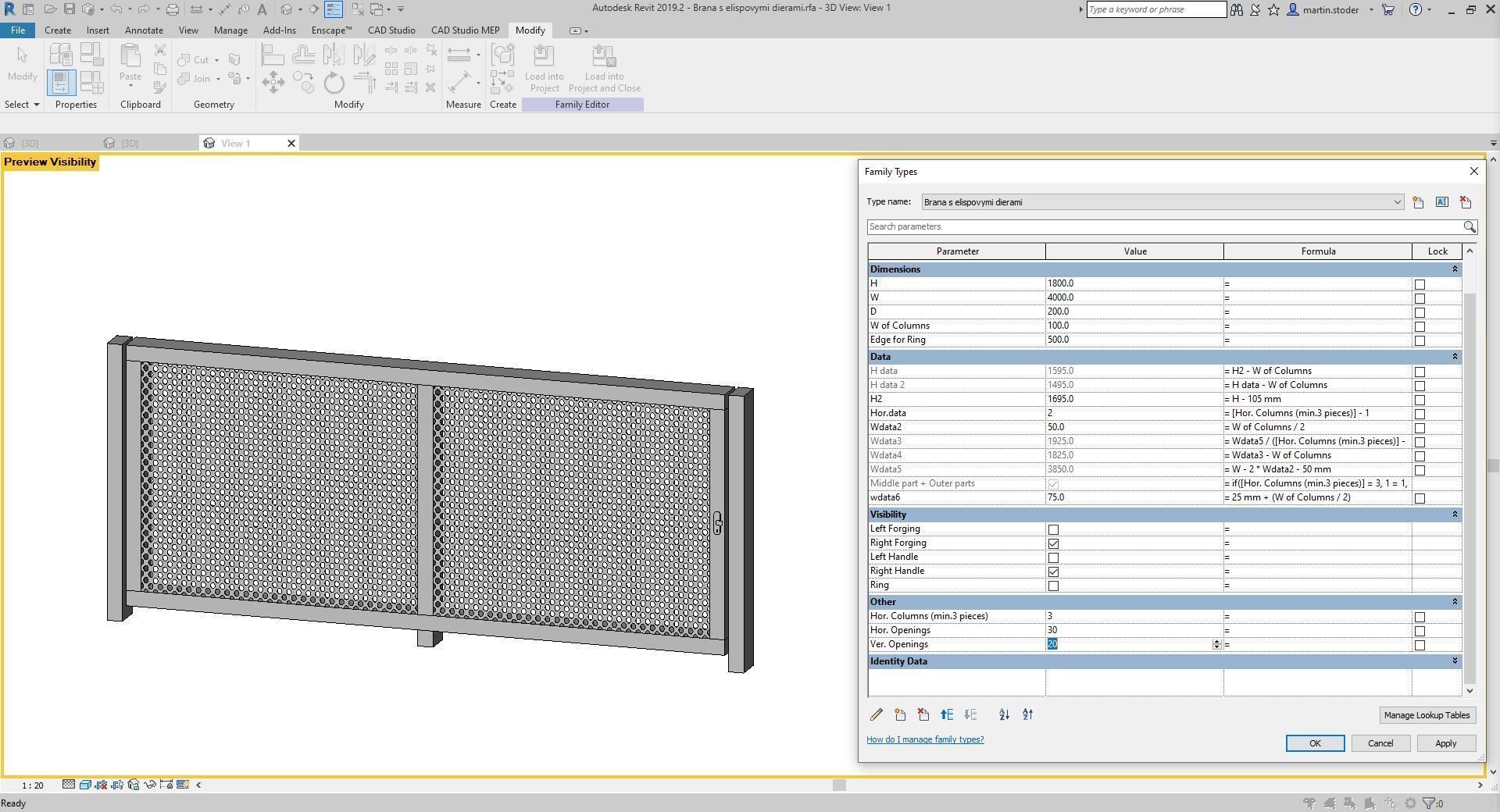 Sliding gate or door - Full parametric Revit Family 3D model_17