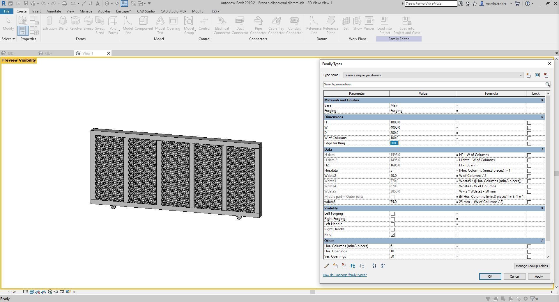 Sliding gate or door - Full parametric Revit Family 3D model_11